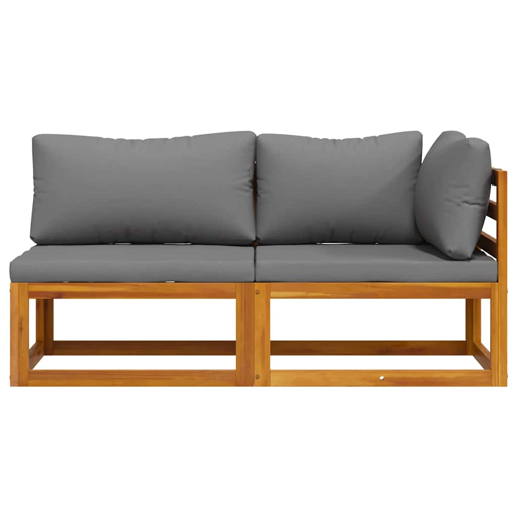 Set Divani da Giardino 2 pz con Cuscini Grigio Scuro in Acacia | homemem39