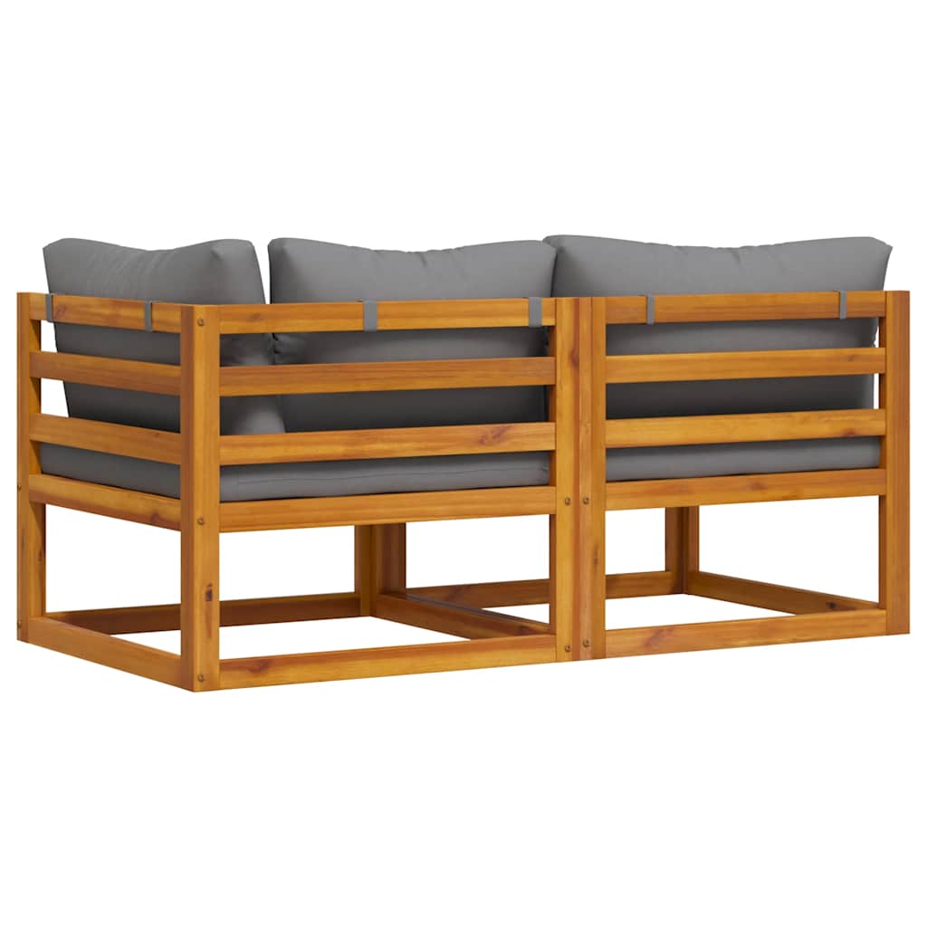 Set Divani da Giardino 2 pz con Cuscini Grigio Scuro in Acacia | homemem39