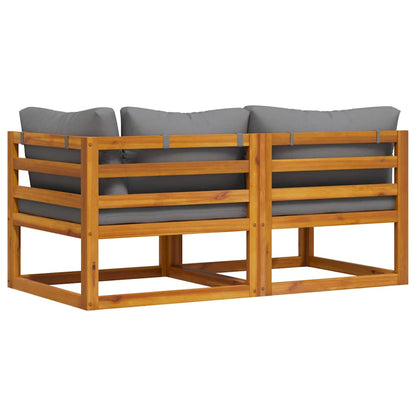 Set Divani da Giardino 2 pz con Cuscini Grigio Scuro in Acacia | homemem39
