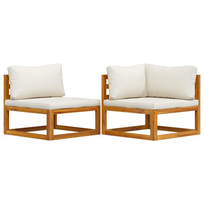 Set Divani da Giardino 2 pz con Cuscini Bianco Crema in Acacia | homemem39