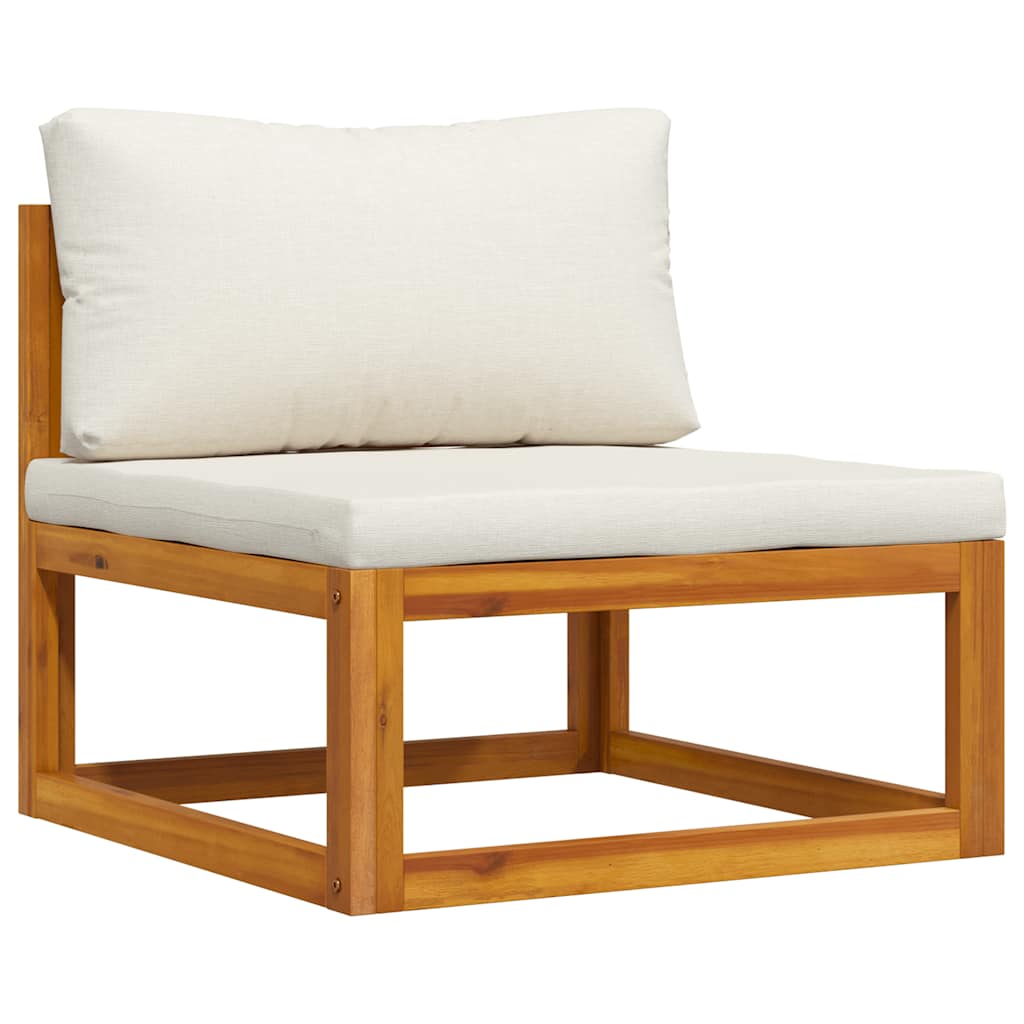 Set Divani da Giardino 2 pz con Cuscini Bianco Crema in Acacia | homemem39