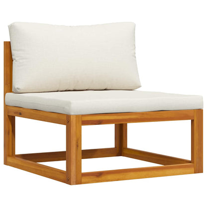 Set Divani da Giardino 2 pz con Cuscini Bianco Crema in Acacia | homemem39