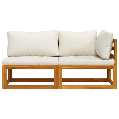 Set Divani da Giardino 2 pz con Cuscini Bianco Crema in Acacia | homemem39