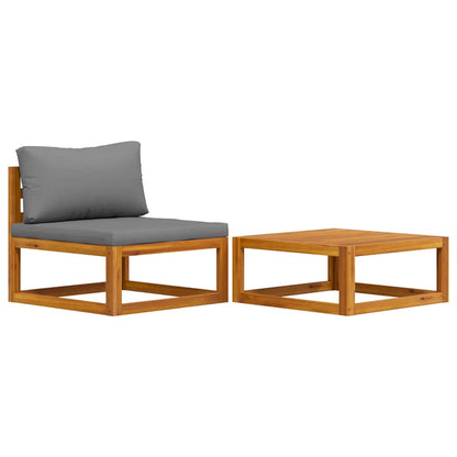 Set Divani da Giardino 2 pz con Cuscini in Massello di Acacia | homemem39