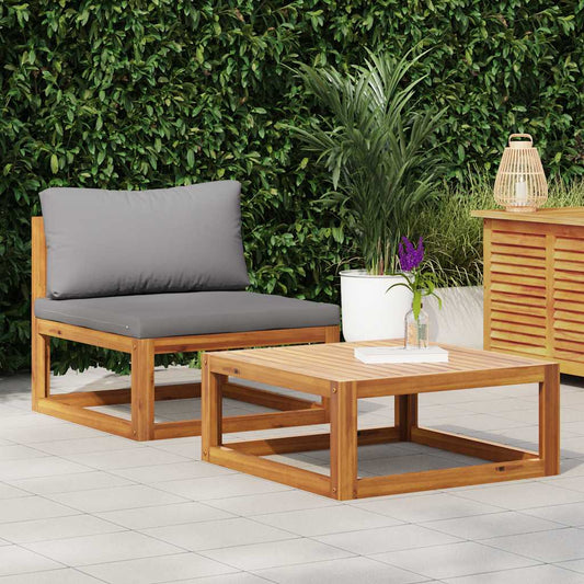 Set Divani da Giardino 2 pz con Cuscini in Massello di Acacia | homemem39