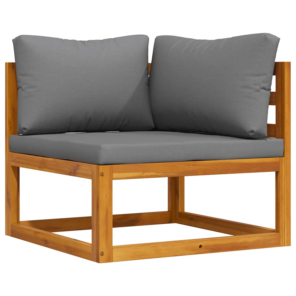 Divano Angolare Modulare Cuscini Grigio Scuro Massello Acacia | homemem39