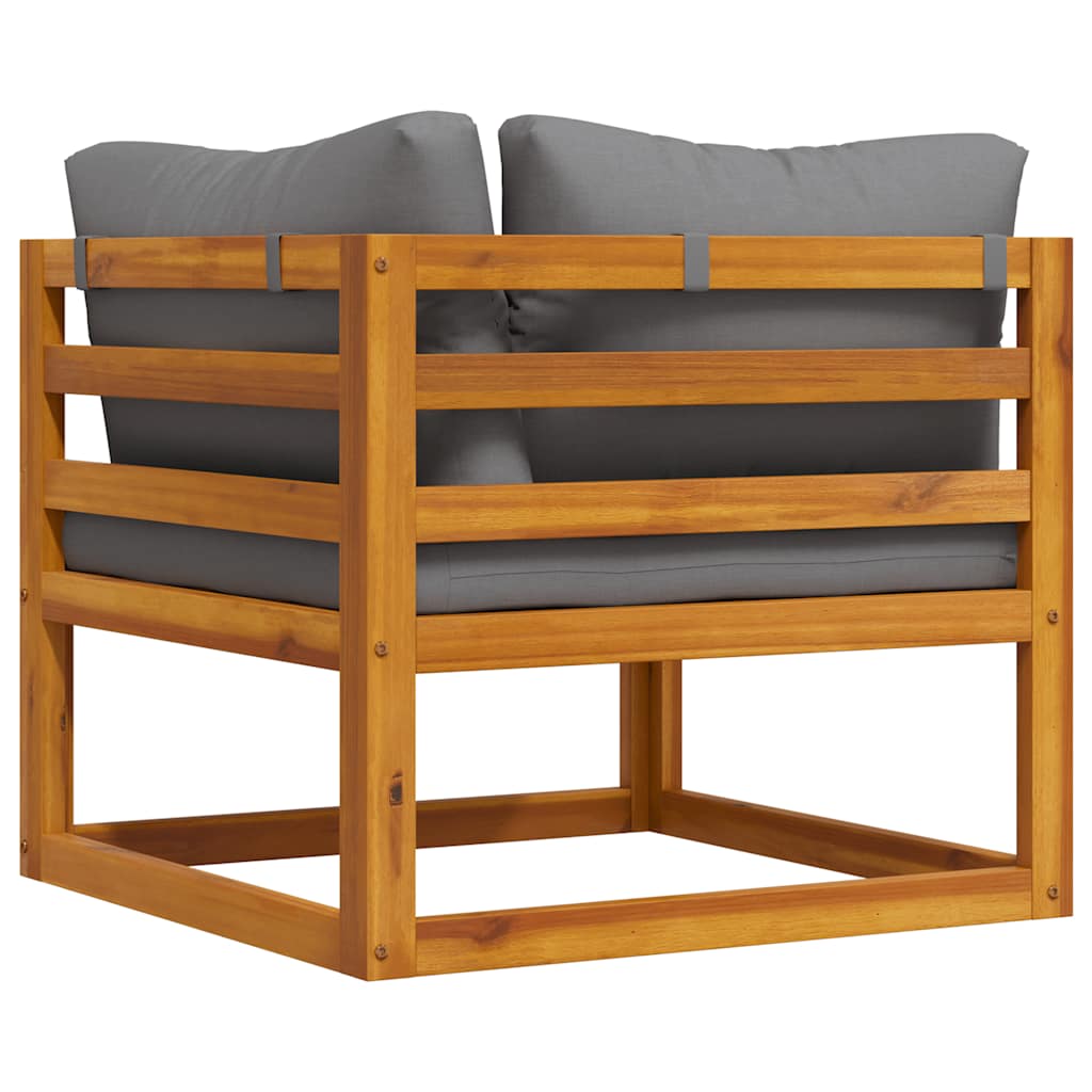 Divano Angolare Modulare Cuscini Grigio Scuro Massello Acacia | homemem39