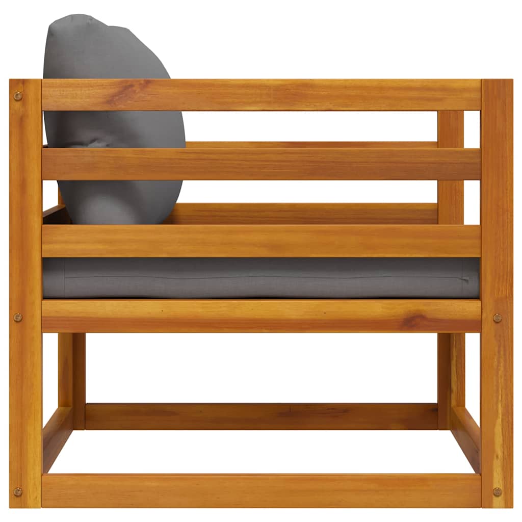 Sedia da Giardino con Cuscini Grigio Scuro Massello di Acacia