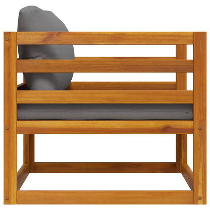 Sedia da Giardino con Cuscini Grigio Scuro Massello di Acacia