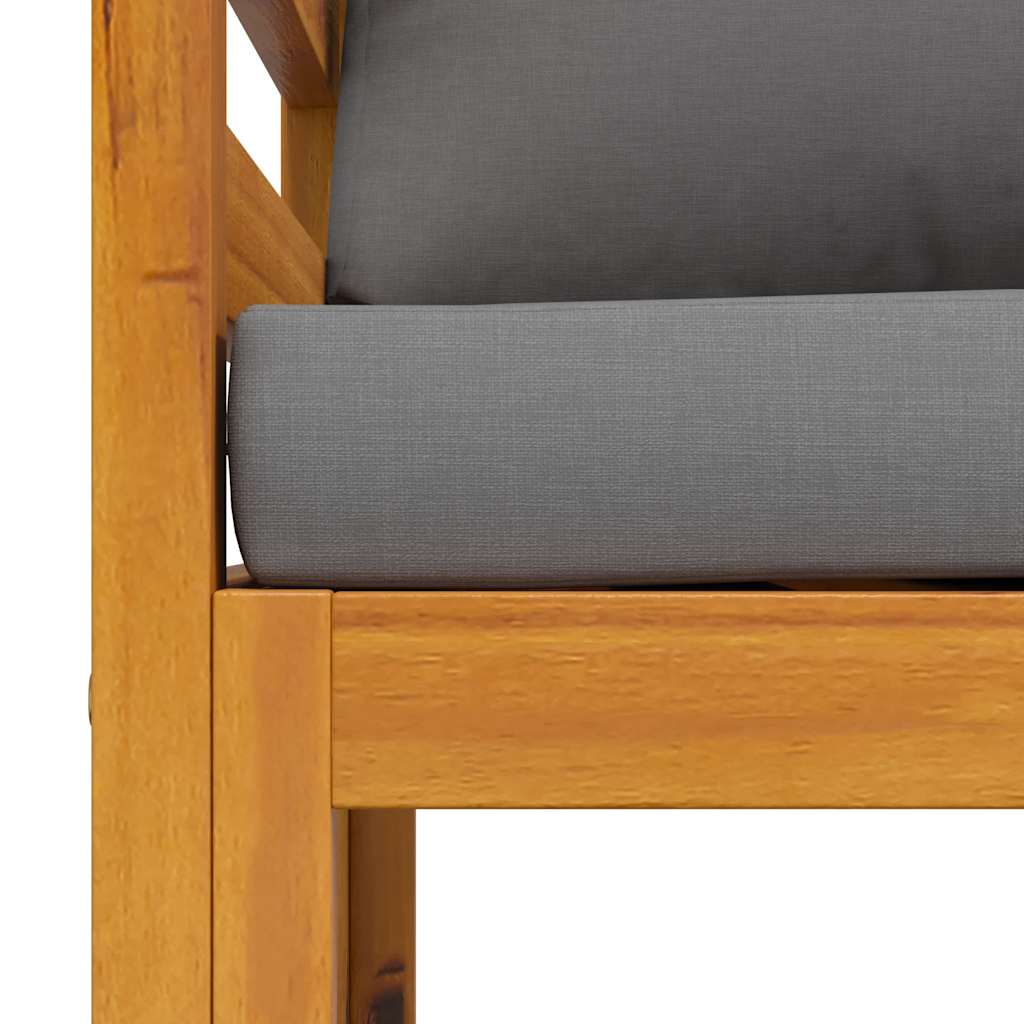 Sedia da Giardino con Cuscini Grigio Scuro Massello di Acacia