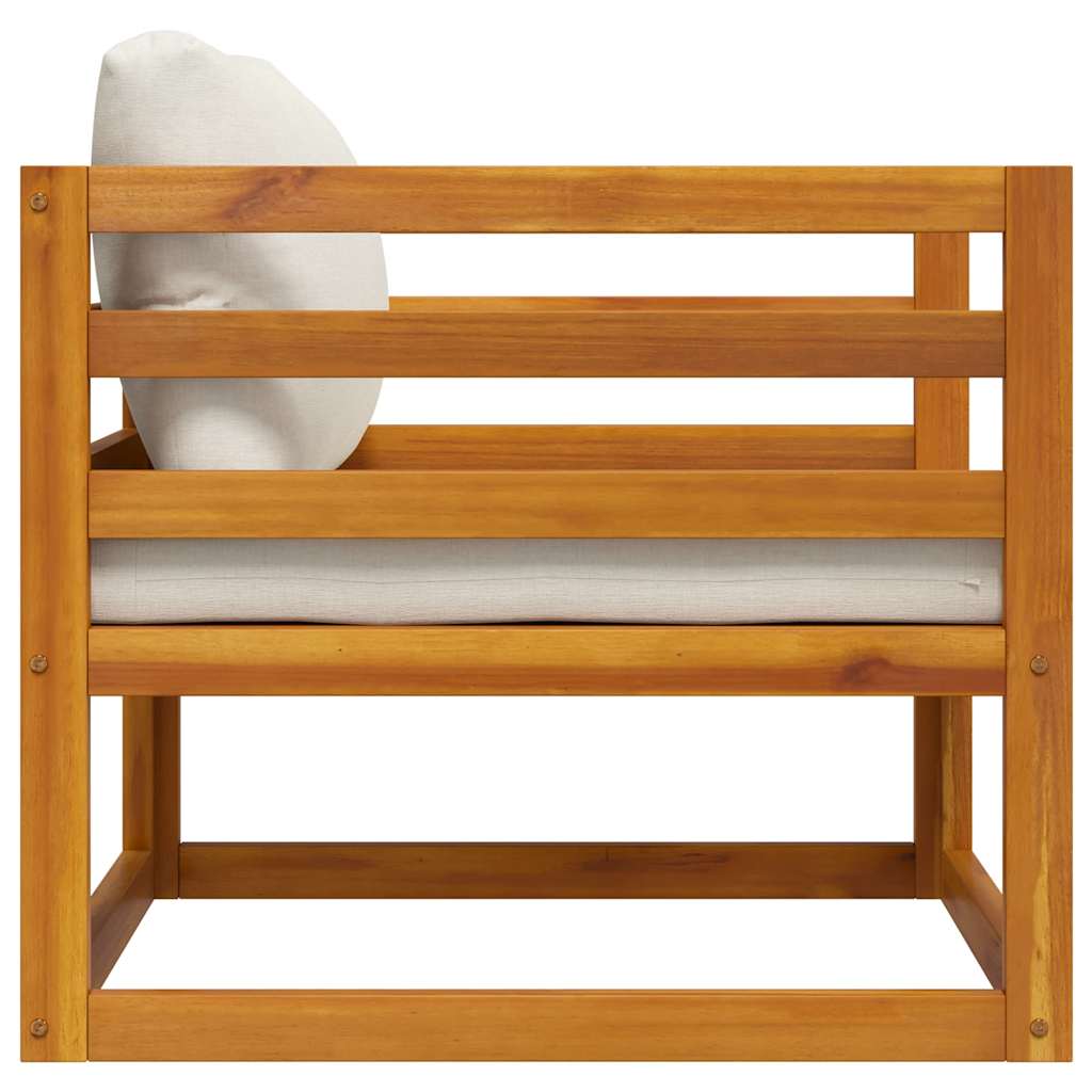 Sedia da Giardino con Cuscino Crema in Legno Massello di Acacia