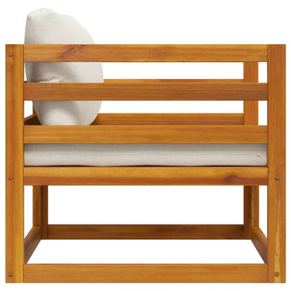 Sedia da Giardino con Cuscino Crema in Legno Massello di Acacia