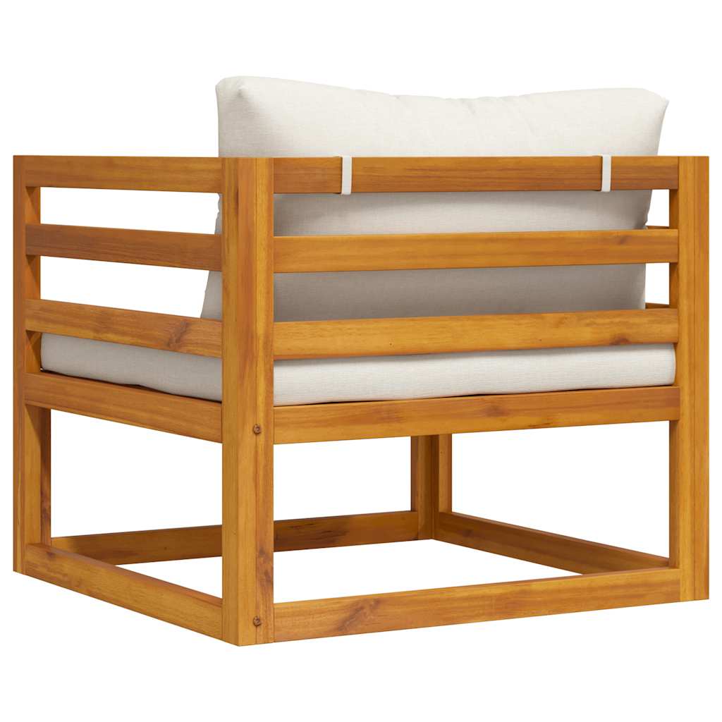 Sedia da Giardino con Cuscino Crema in Legno Massello di Acacia