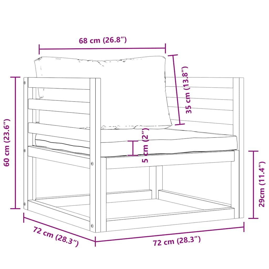 Sedia da Giardino con Cuscino Crema in Legno Massello di Acacia