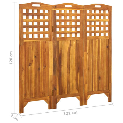 Divisorio a 3 Pannelli 121x2x120 cm in Massello d'Acacia