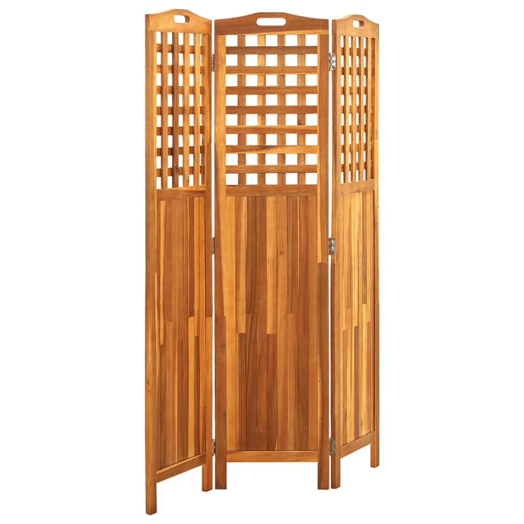 Divisorio a 3 Pannelli Grigio 121x2x170 cm in Massello Acacia | homemem39