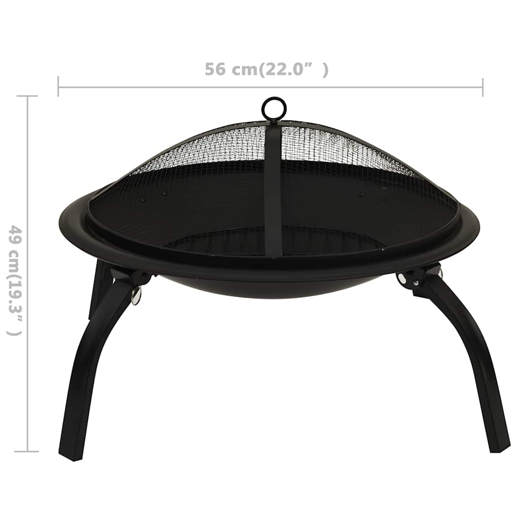 Braciere e Barbecue 2 in 1 con Attizzatoio 56x56x49 cm Acciaio - homemem39