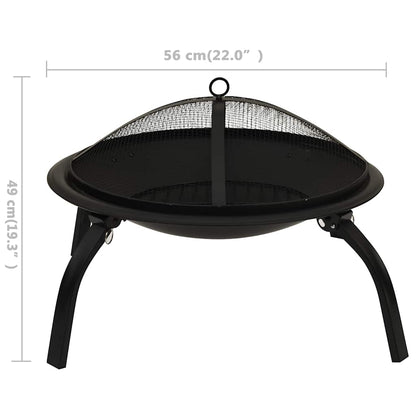 Braciere e Barbecue 2 in 1 con Attizzatoio 56x56x49 cm Acciaio - homemem39