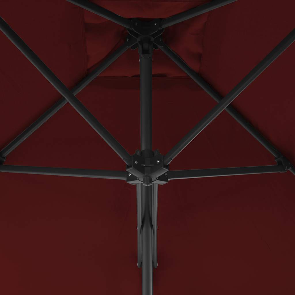 Ombrellone con Palo in Acciaio Rosso Bordò 250x250x230 cm