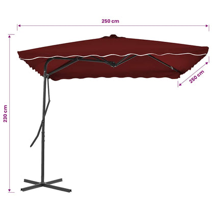 Ombrellone con Palo in Acciaio Rosso Bordò 250x250x230 cm | homemem39