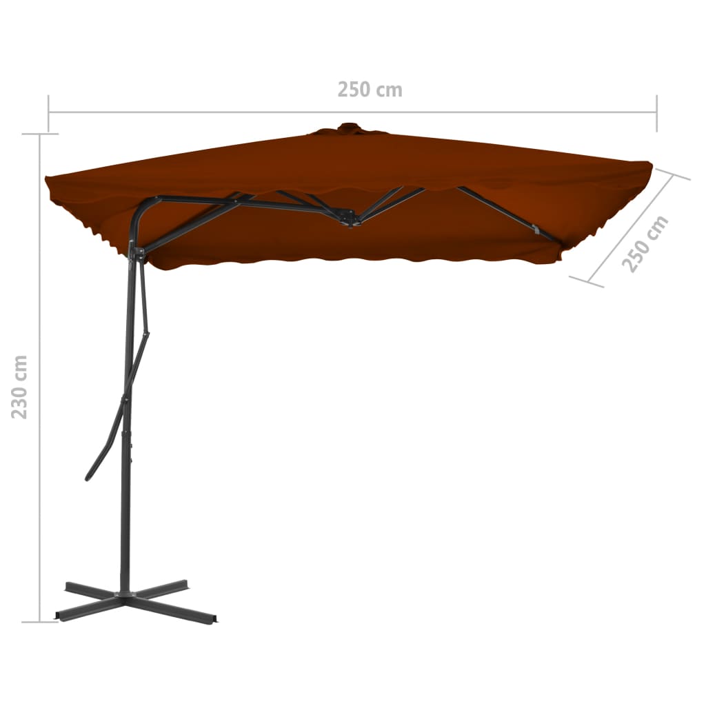Ombrellone con Palo in Acciaio Terracotta 250x250x230 cm | homemem39