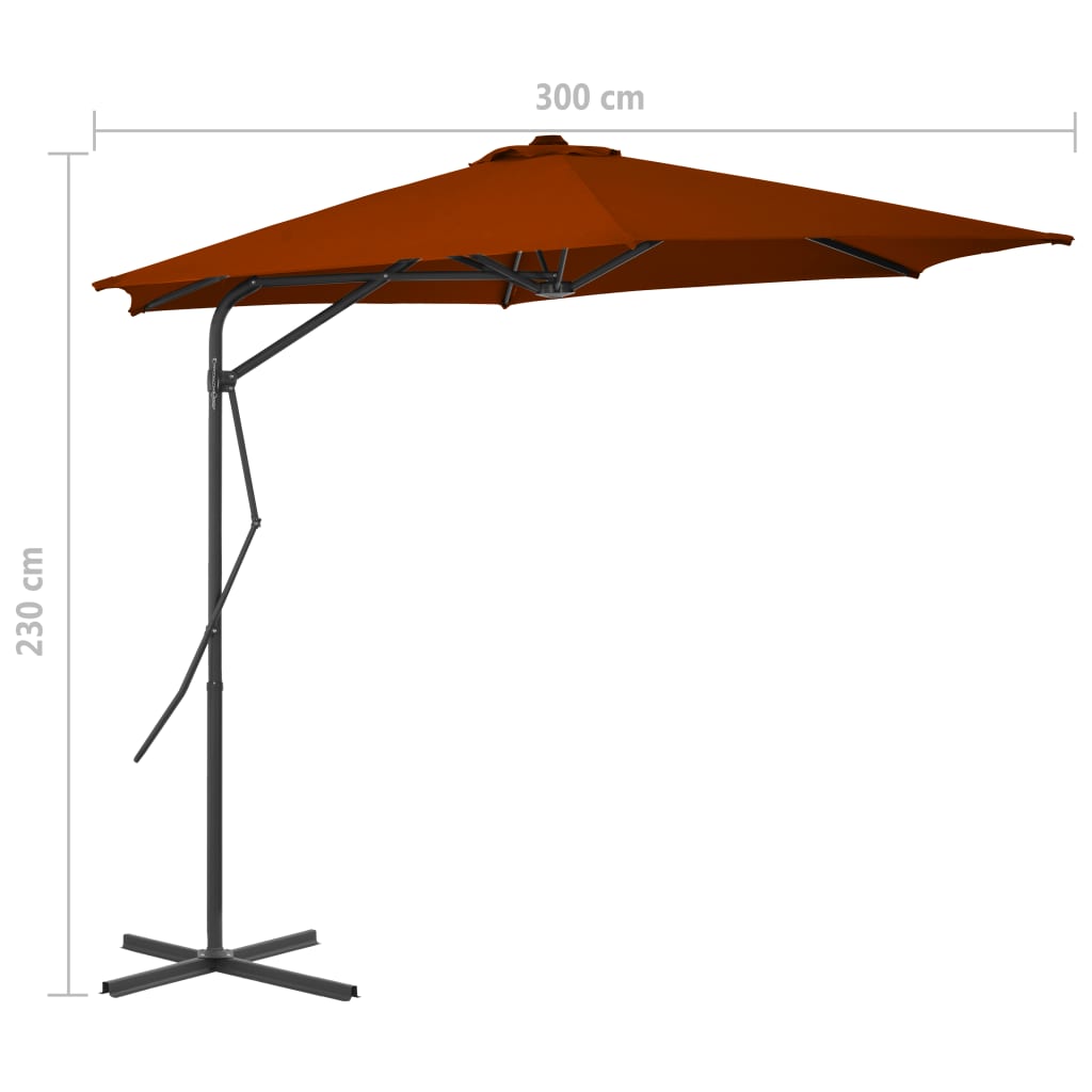 Ombrellone da Giardino con Palo in Acciaio Terracotta 300x230cm | homemem39