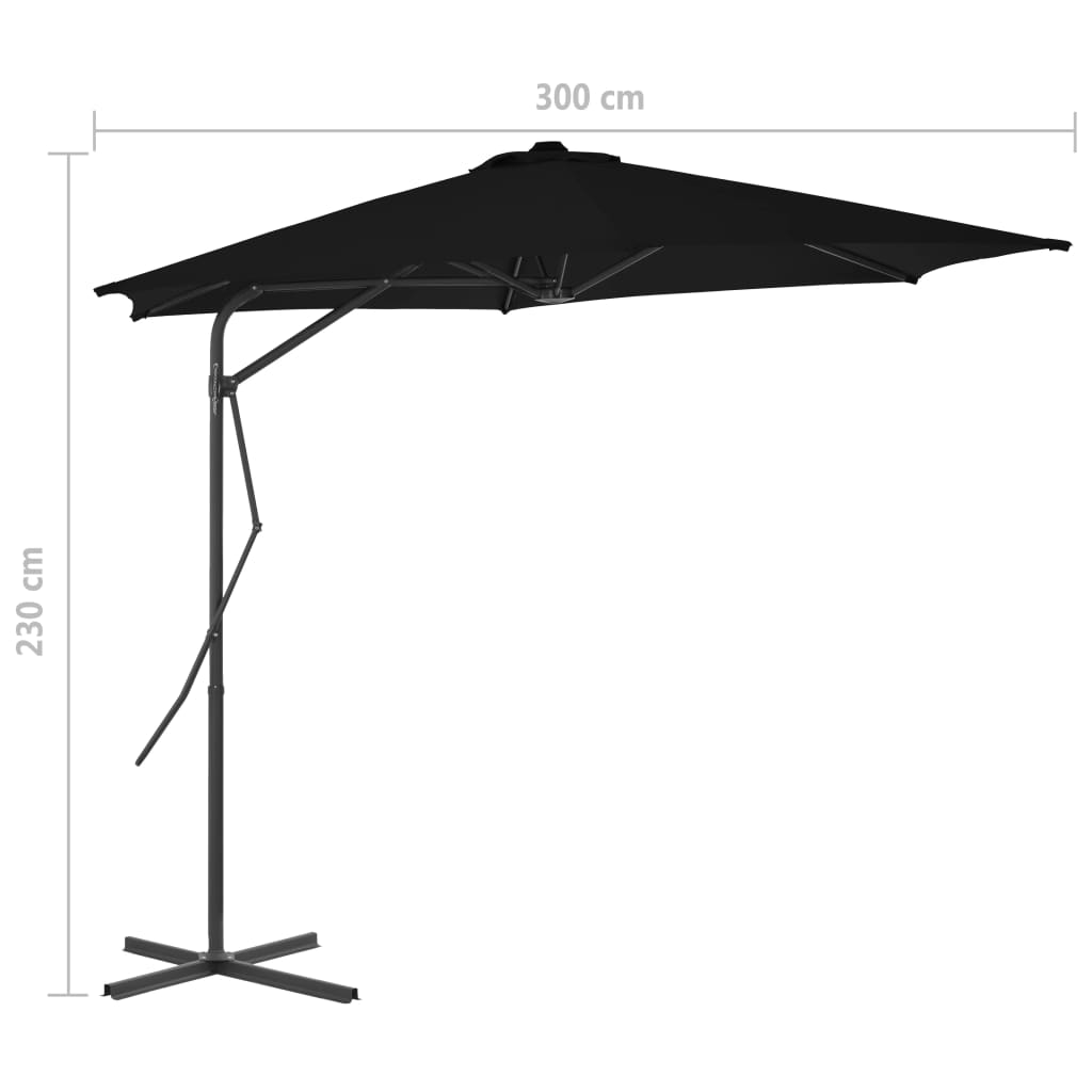 Ombrellone da Giardino con Palo in Acciaio Nero 300x230cm | homemem39