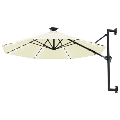 Ombrellone da Giardino a Parete con LED 300 cm Sabbia | homemem39