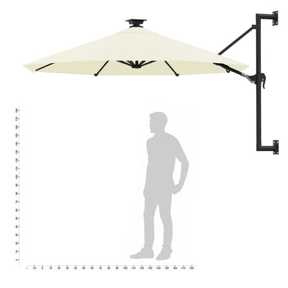 Ombrellone da Giardino a Parete con LED 300 cm Sabbia | homemem39