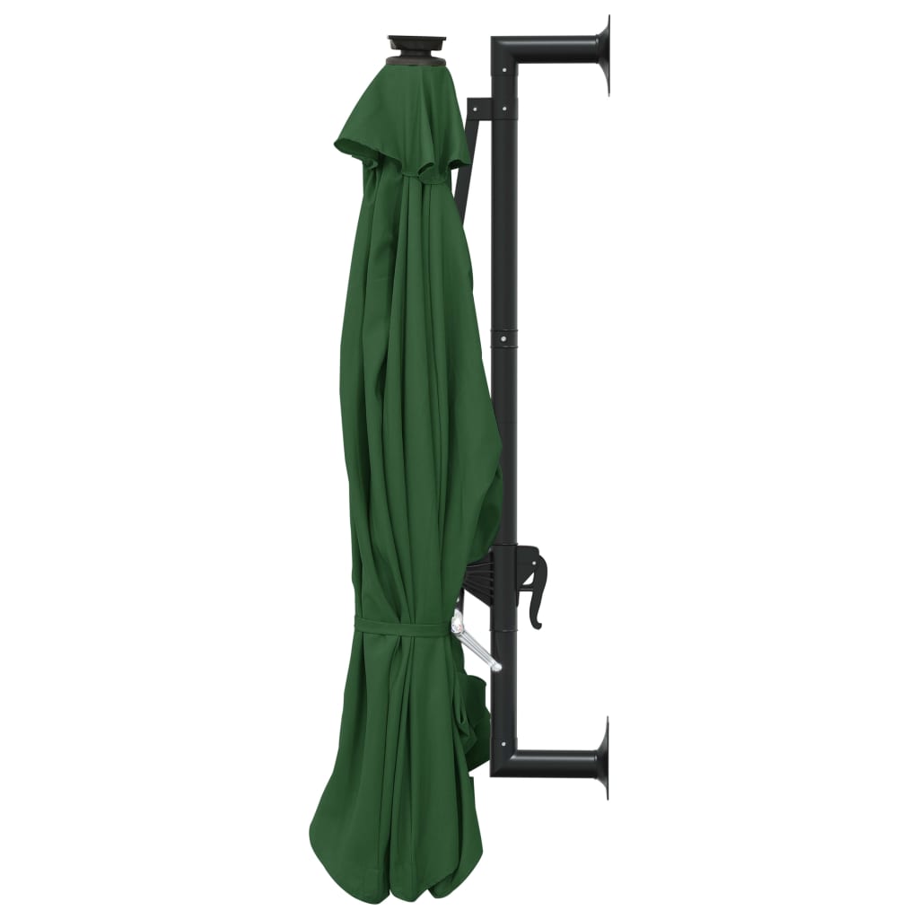 Ombrellone da Giardino a Parete con LED 300 cm Verde | homemem39
