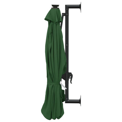 Ombrellone da Giardino a Parete con LED 300 cm Verde | homemem39