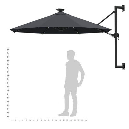 Ombrellone da Giardino a Parete con LED 300 cm Antracite | homemem39