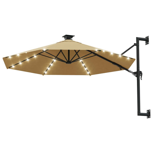 Ombrellone da Giardino a Parete con LED 300 cm Tortora | homemem39