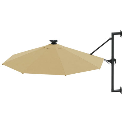 Ombrellone da Giardino a Parete con LED 300 cm Tortora | homemem39