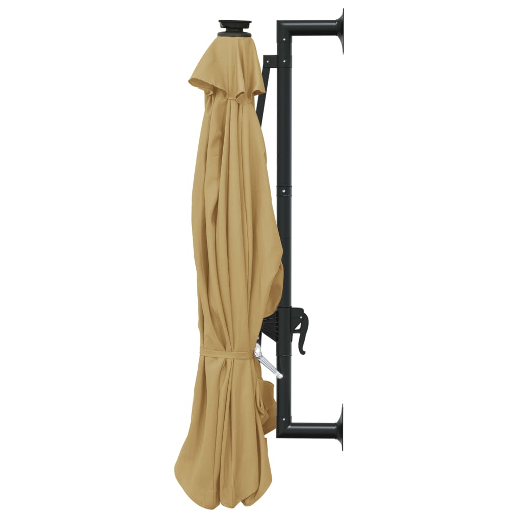 Ombrellone da Giardino a Parete con LED 300 cm Tortora | homemem39