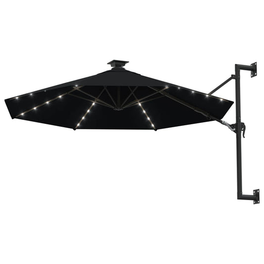 Ombrellone da Giardino a Parete con LED 300 cm Nero | homemem39