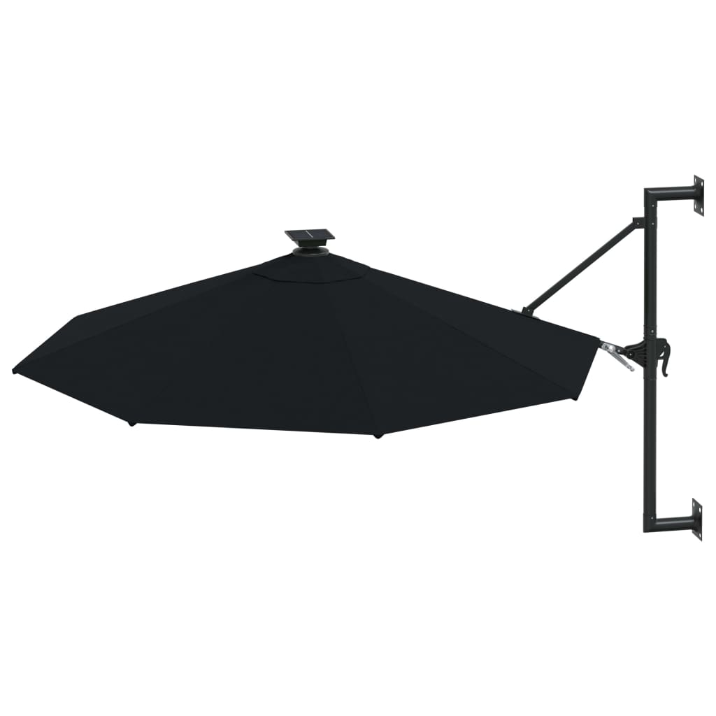 Ombrellone da Giardino a Parete con LED 300 cm Nero | homemem39