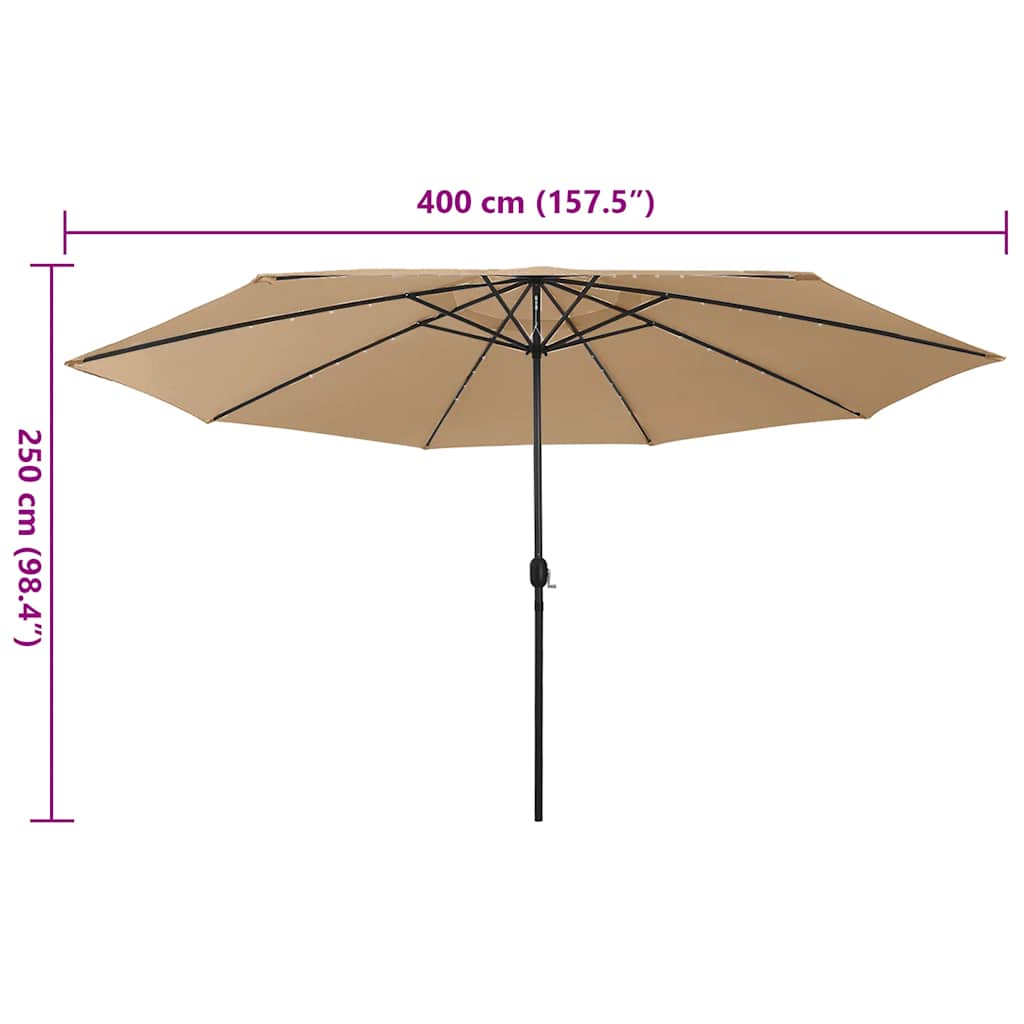 Ombrellone da Giardino con Luci LED 400 cm Tortora | homemem39