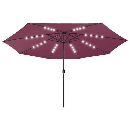 Ombrellone da Giardino con Luci LED 400 cm Rosso Bordò | homemem39