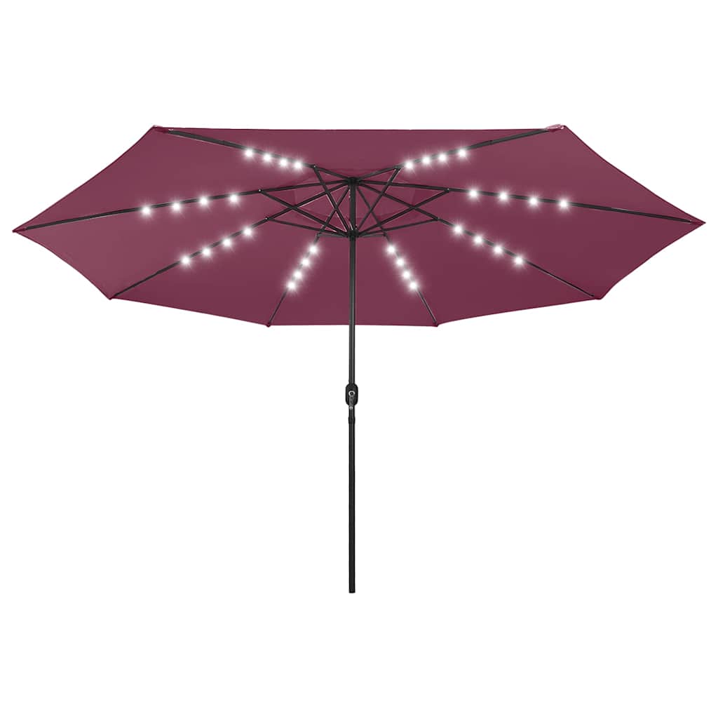 Ombrellone da Giardino con Luci LED 400 cm Rosso Bordò