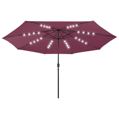 Ombrellone da Giardino con Luci LED 400 cm Rosso Bordò