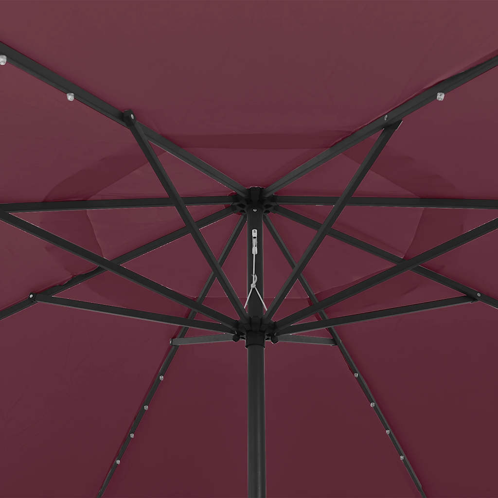 Ombrellone da Giardino con Luci LED 400 cm Rosso Bordò