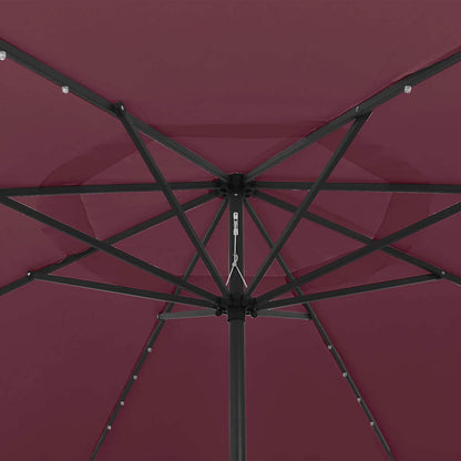 Ombrellone da Giardino con Luci LED 400 cm Rosso Bordò