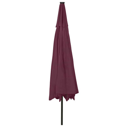 Ombrellone da Giardino con Luci LED 400 cm Rosso Bordò