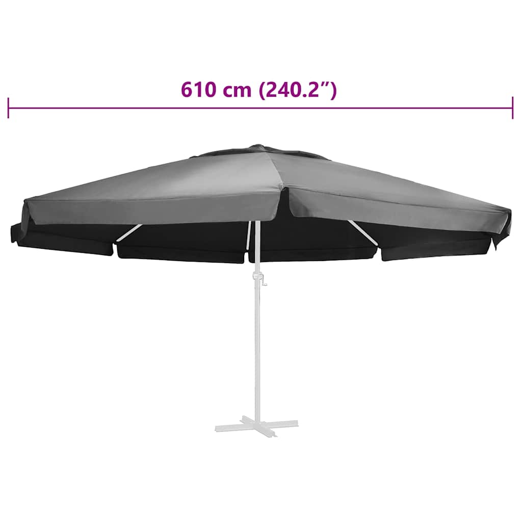 Telo di Ricambio per Ombrellone Antracite 610 cm | homemem39