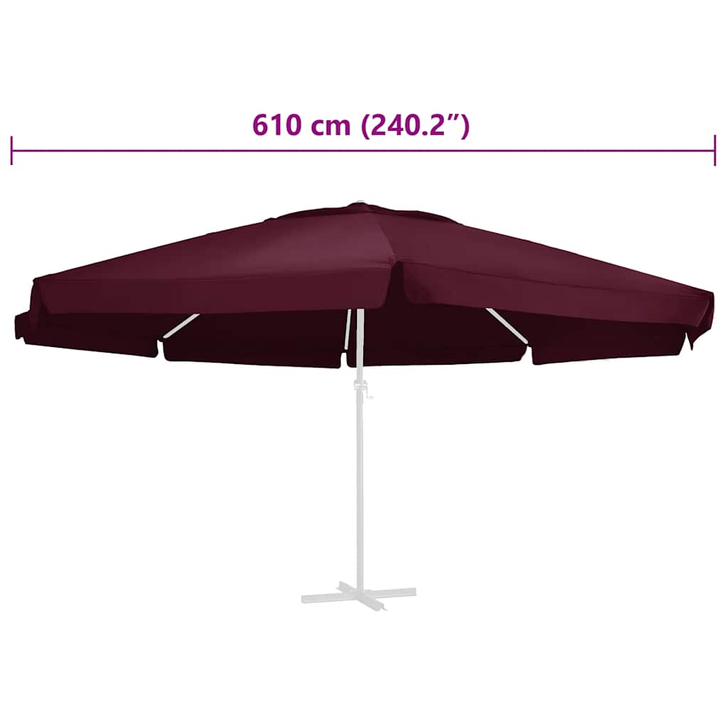 Telo di Ricambio per Ombrellone Rosso Bordò 610 cm | homemem39
