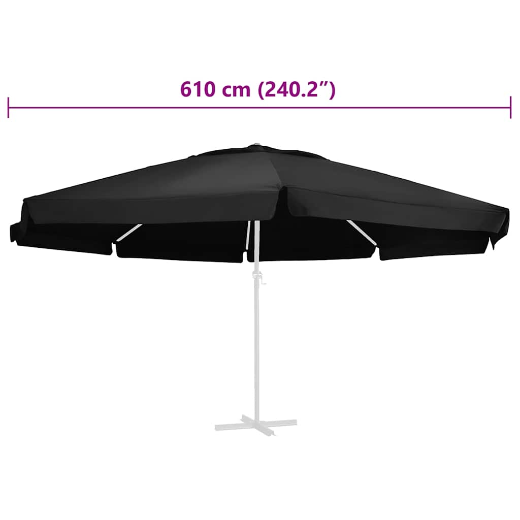 Telo di Ricambio per Ombrellone Nero 610 cm | homemem39
