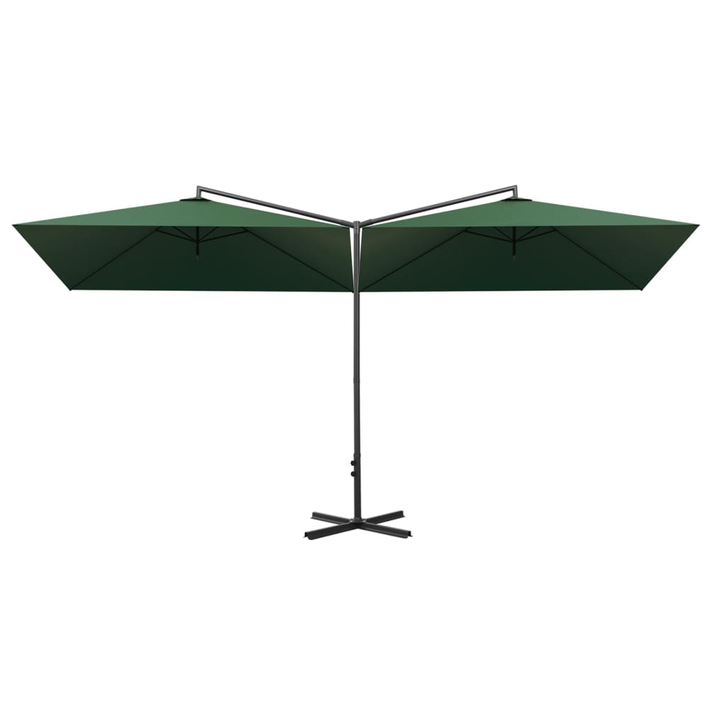 Ombrellone Doppio con Palo in Acciaio Verde 600x300 cm | homemem39