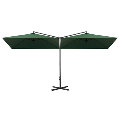 Ombrellone Doppio con Palo in Acciaio Verde 600x300 cm | homemem39