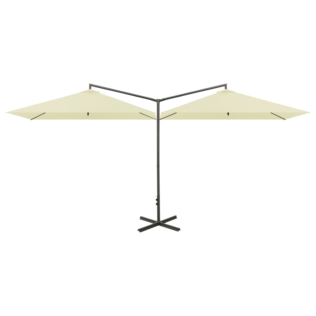 Ombrellone Doppio con Palo in Acciaio Sabbia 600x300 cm | homemem39